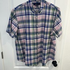 Vintage Polo Ralph Lauren Pink Plaid Short Sleeve Button Up Size XXL