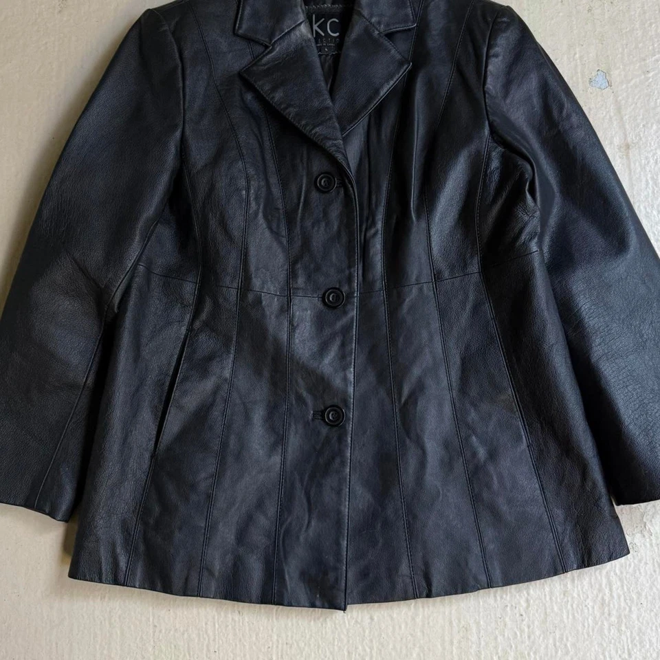 KC Collections Leather Women’s L Winter Pleated Jacket - Image 4 of 4