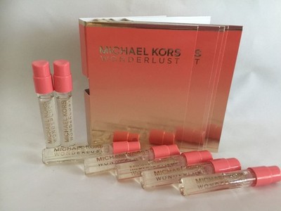 6 Michael Kors Wonderlust Perfume EDP .05 oz  Sample Travel Spray Vial w Cards