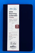 2026 Black Faux Leather Planning Calendar CLASSIC 5"x8" January - December 2026
