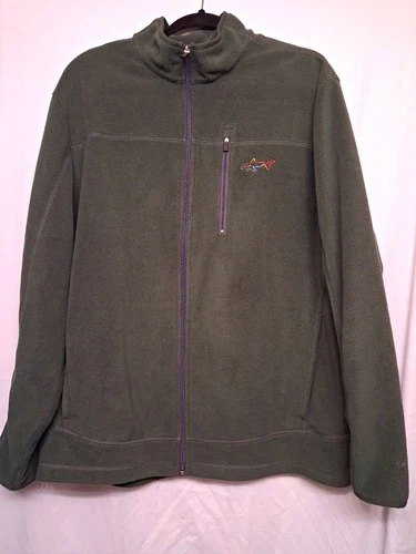 Greg Norman for Tasso Elba Mens Large olive green Full Zip Fleece Shark Logo - product listing photo