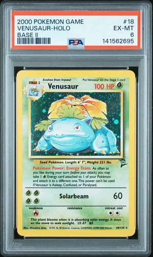 2000 POKEMON BASE SET 2 #18 VENUSAUR-HOLO PSA 6