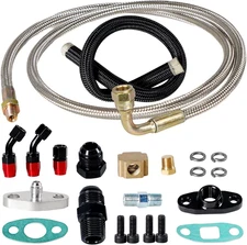 Turbocharger Oil Feed and Drain Return Line Kit for T3 T4 GT35 T70 T66 T61 T60 T