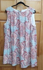 Handmade Viki Sews Pattern Swing Lined Tunic Red Blue Paisley Dress Size 18/20 