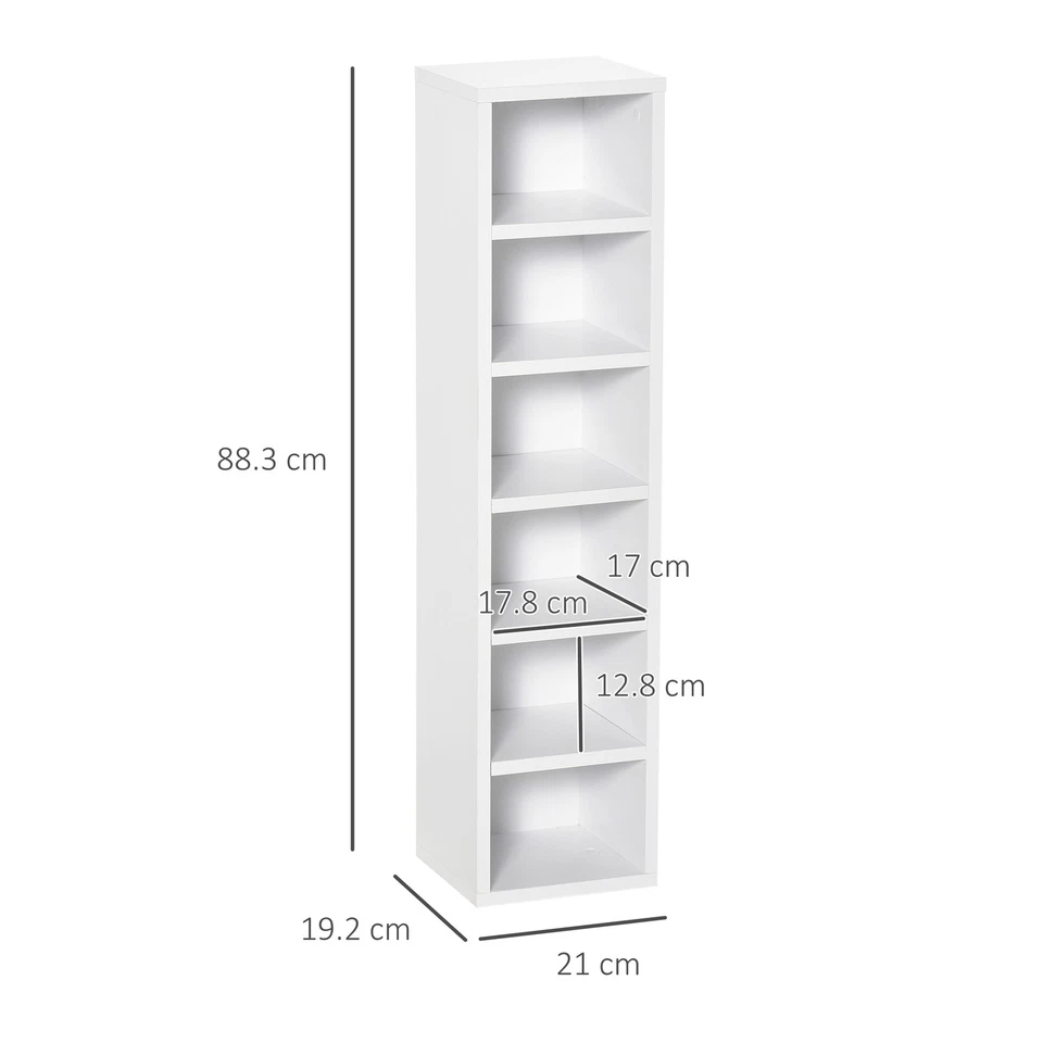 HOMCOM Set 2 Librerie Scaffale porta CD a 12 Ripiani in Legno Bianco - Immagine 4 di 4