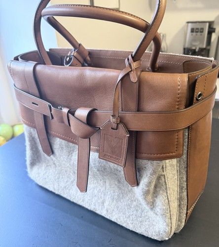 Reed Krakoff Women's Brown/Gray Satchel Top Handle Bag Zip, Lined, Dust Bag