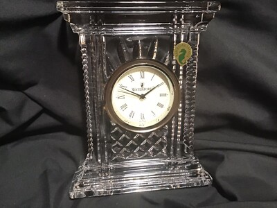 Waterford Crystal Atrium Clock 7'' Tall Mantel desk Glass Sticker and Label NIB
