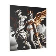 The Divine Confluence: Zeus and Astraea, Matte Canvas Painting, Stretched, 0.75"