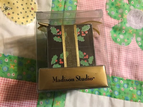 Memo Cube by Madison Studio Holly Leaves Office Desk MEMO PAD HOLDER & PEN NEW  - Picture 4 of 12