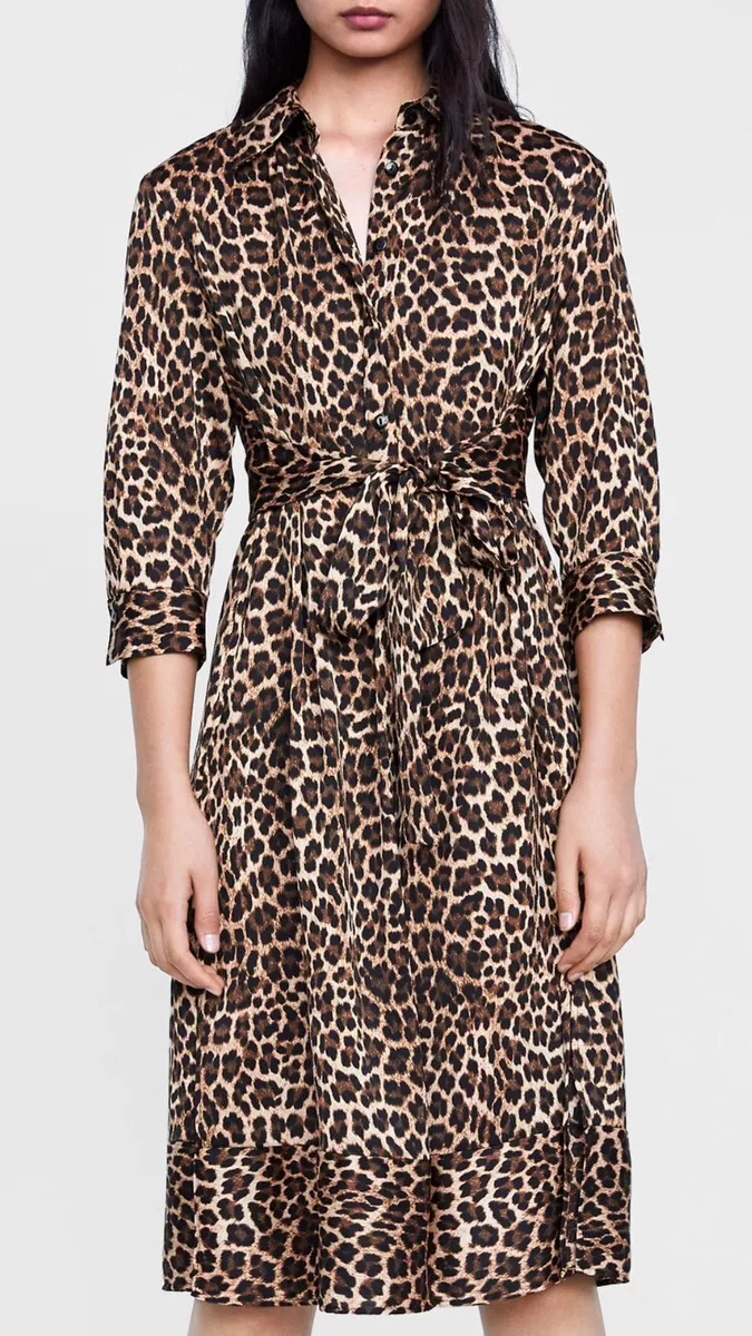 NWT NEW! ZARA Leopard Print Dress! Sz Medium! Maxi Mini Shirt Skirt Top | eBay