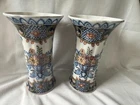 antique set of dutch Delft MAKKUM tigelaar vase. Marked and signed bottom