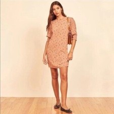 Reformation Lea Mini Dress Size Small In a Floral Peachy Spring New With Tags