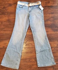 Venezia Lane Bryant Blue Jeans w/ Belt Size 14 - Embroidered Stud Pockets -New