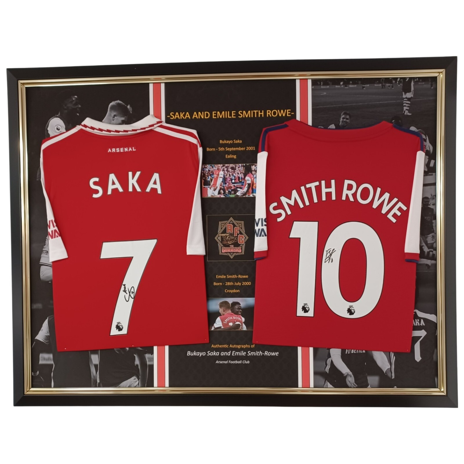 FILA Maglietta firmata Bukayo Saka ed Emile Smith Rowe maglia autografata con certificato di autenticità