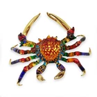 6" Multicolor  Crab Blown Glass Figurine Miniature Sea Animals Collectible Decor