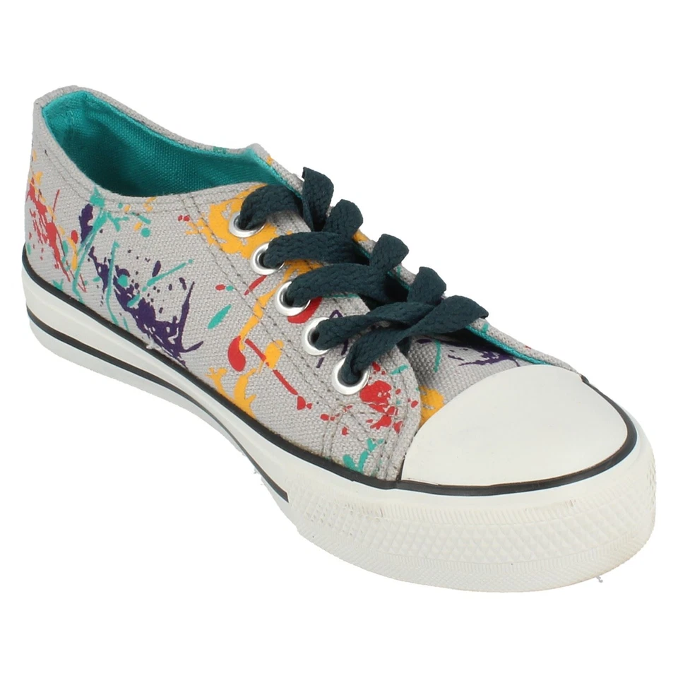 Niños N1075 Lona Multicolor Zapatillas de Tela Por Spot on - Imagen 3 de 4