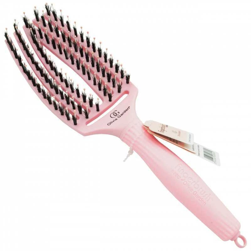 Olivia Garden FingerBrush Combo Pastel Pink Mix of boar and nylon bristles
