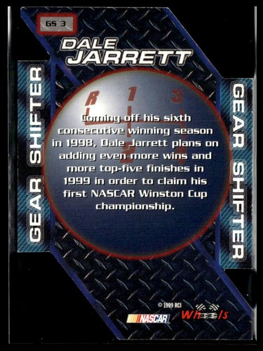 Dale Jarrett 1999 Wheels High Gear Gear Shifters Card #GS 3 - Picture 2 of 2