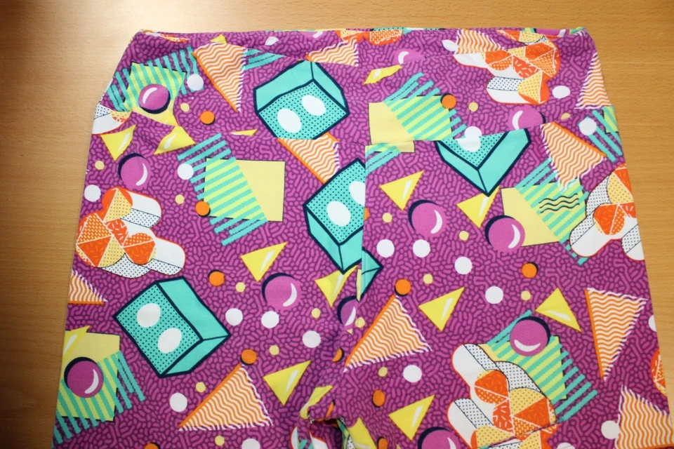 Mujer Lularoe Leggings Altos y Curvilíneos TC Bolas Triángulo Naranja Púrpura Verde Foto 2 de 4