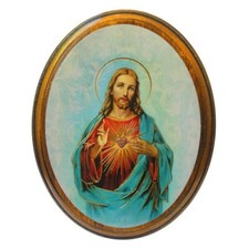 4" x 5" Sacred Heart of Jesus Wood Oval Plaque 2551-101