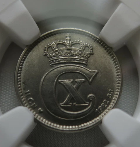 DENMARK Kingdom 10 ore 1922 NGC MS 64 UNC Scarce Semi Key Nickel King Christian