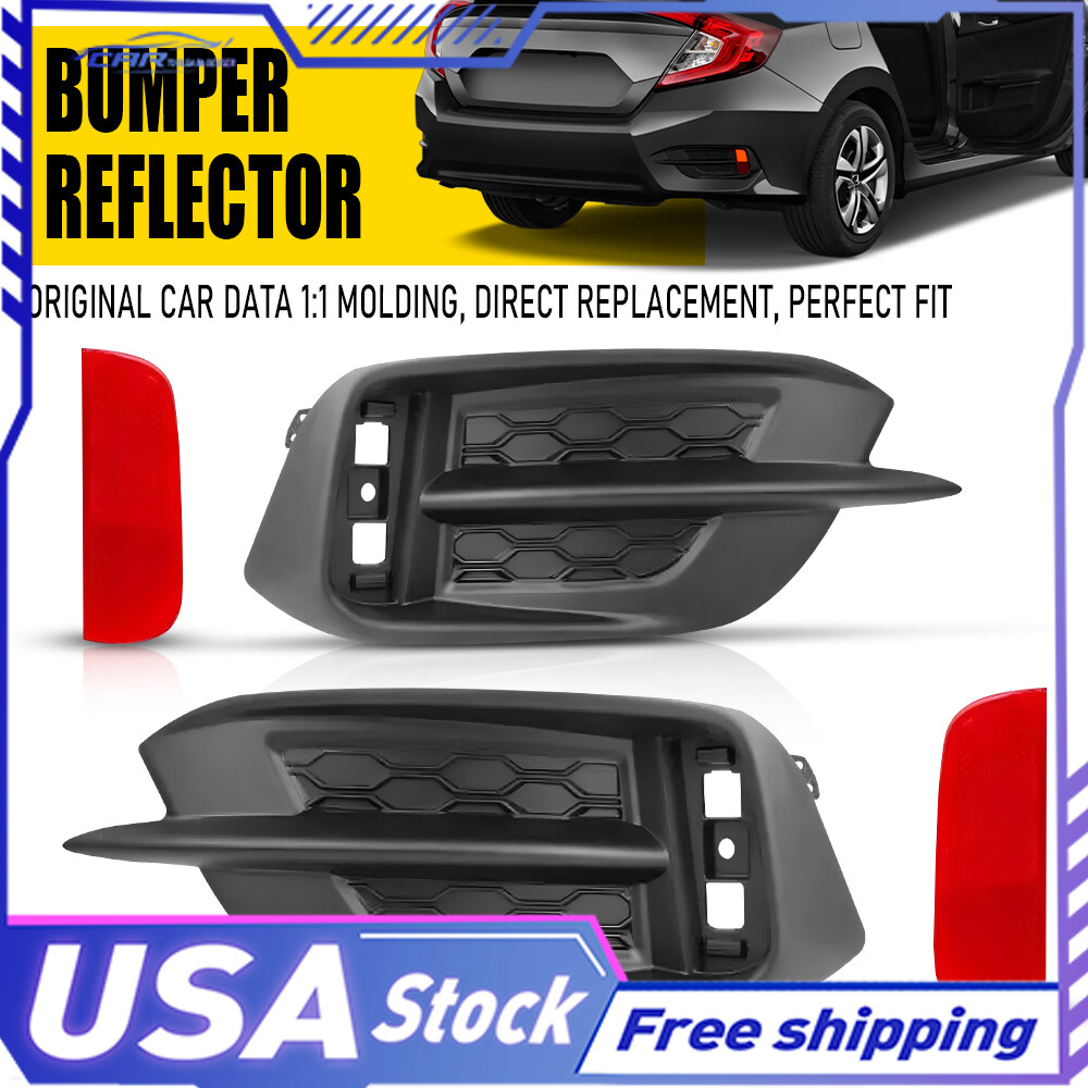 For 2016-21 10th Gen Honda Sedan/Coupe Civic Rear Bumper Reflector Lights LH RH