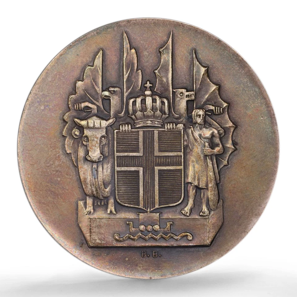 Moneda de plata Islandia 10 coronas 1000 años Althing Thule King mate MS63 PCGS 1930 Foto 2 de 4