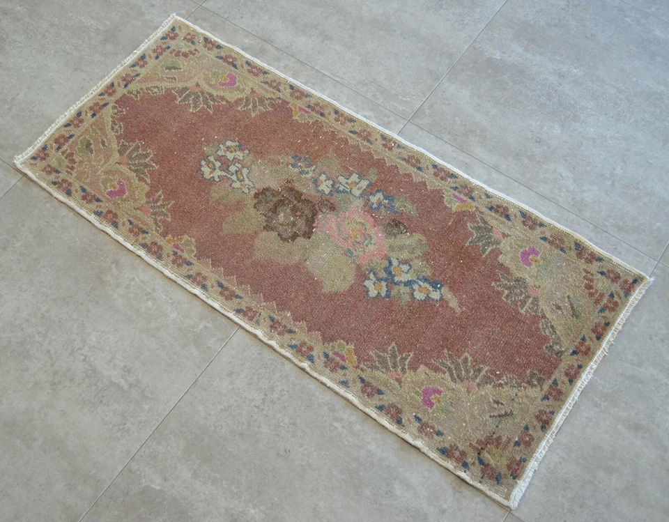 Vintage Rug, Turkish Rug, Oushak Rug, Handmade Rug, Doormat, Kitchen Rug, 2 x 3 - Image 4 of 4