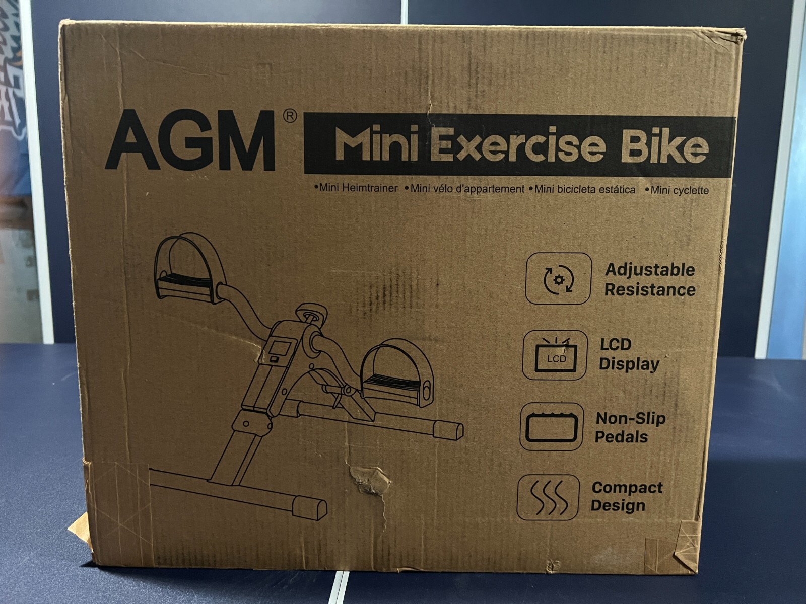 AGM Folding Pedal Exerciser, Mini Exercise Bike,Silver