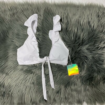 Missguided Womens NWT Swimsuit Bikini Top Size Ruffle White 1240