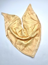 VTG Anne Klein Square Scarf 100 Silk Yellow Beige Striped Pattern Made in Japan