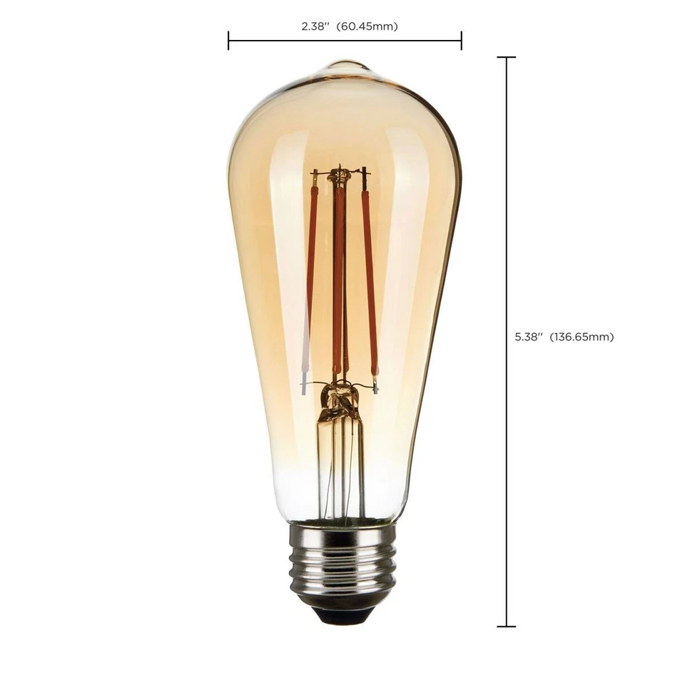 Satco S9270 - 2.5 Watt ST19 LED Vintage Amber Light Bulbs - 2300K - 120 V (2PK) - Image 2 of 4