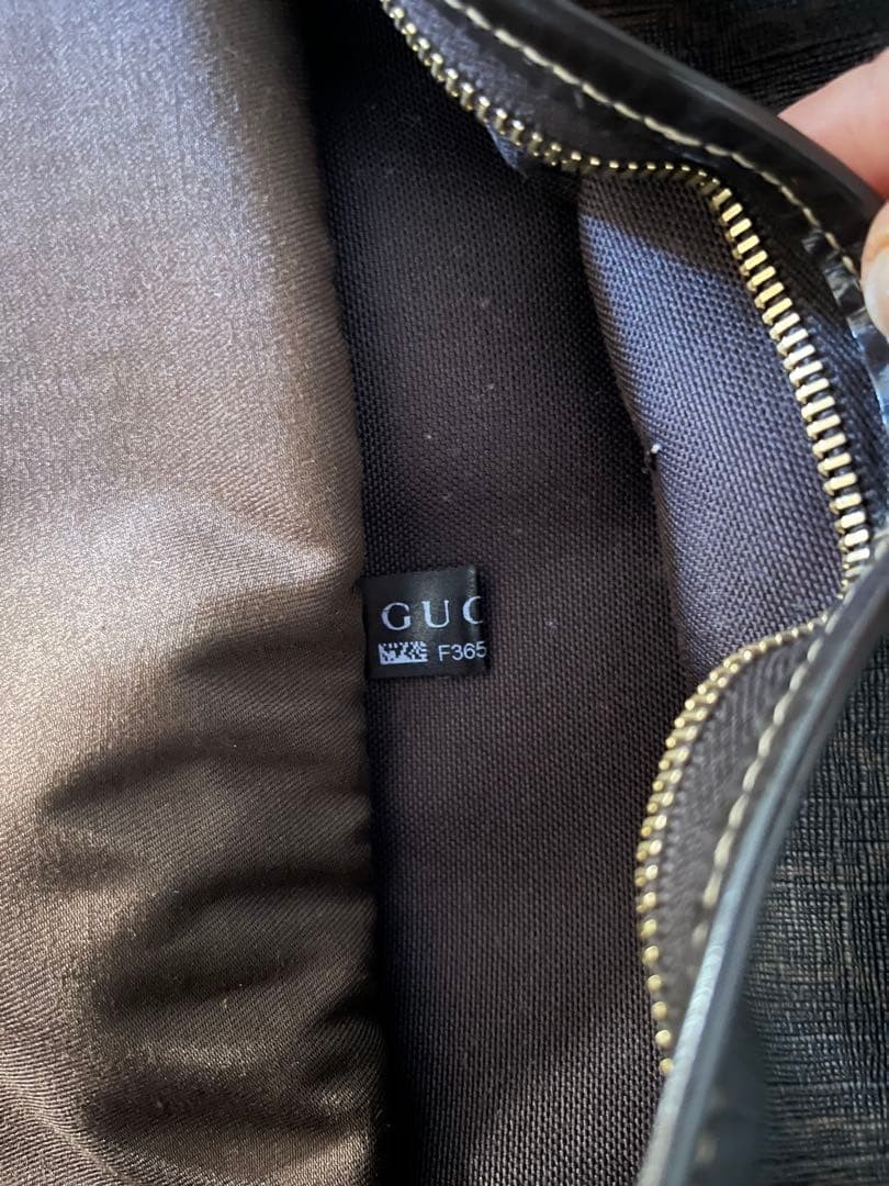 GUCCI Tote Bag Dark Gray Synthetic Leather Honeycomb Pattern Authentic thumbnail 10