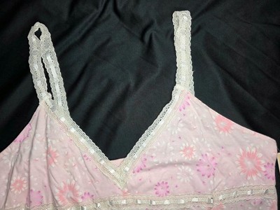 NWT VINTAGE HIGH SIERRA LACE & RIBBON STRAPS NIGHT GOWN SIZE XL PINK FLORAL
