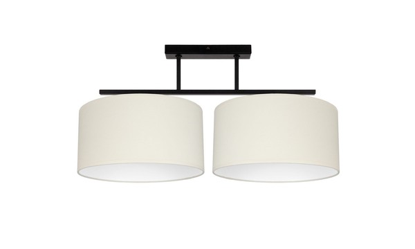 Deckenleuchte Stoff Schlafzimmer Schwarz Creme Weiß E27 L:70 Cm Flur Deckenlampe-image
