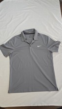 Nike Men's Dri-FIT Solid Logo Golf Polo Shirt Gray Size Large