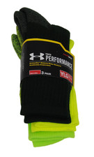 Under Armour Youth Performance Crew Socks   3 Pair Pack   YLG U959