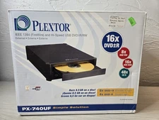 NEW Plextor PX-740UF Dual-Layer DVD±R External Drive w/ Power Supply & USB Cable
