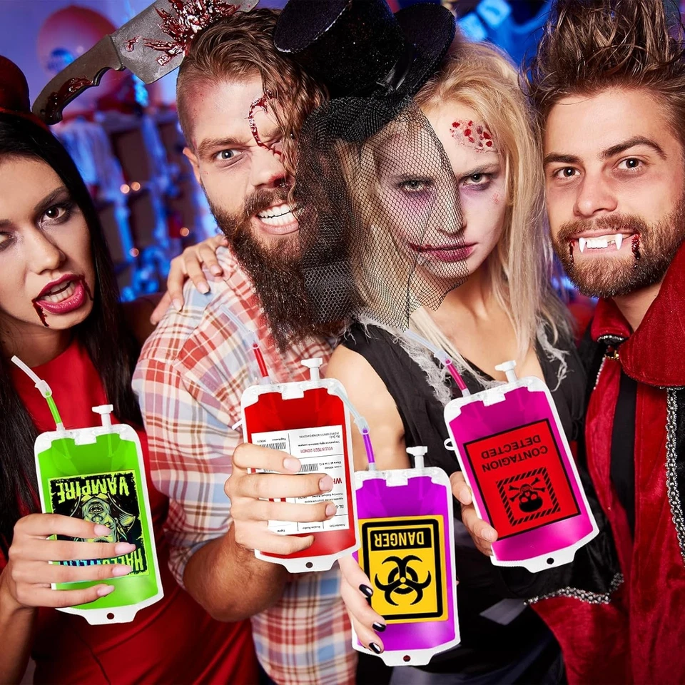 Halloween Blood Bag Props 80 Pack Spooky Party Supplies Zombie Vampire - Image 4 of 4