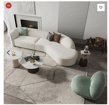 Welby Three Seater Curved Sofa , White 280cm