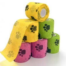 Vet Wrap Bandage 6 Roll 2 Inch Cohesive Tape Pets Wound Care First Aid