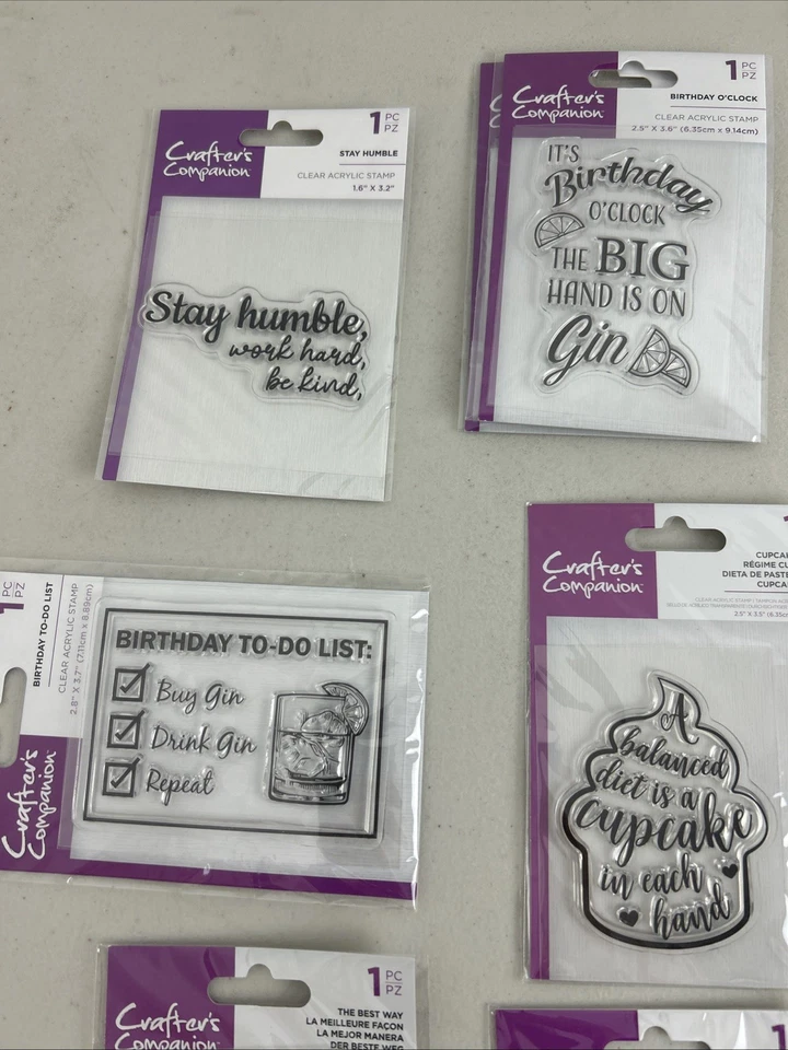 CRAFTERS COMPANION ACRYLIC STAMPS PROSECCO 生日 GIN LOVE PHRASES 情感 — 第 4/4 张图片