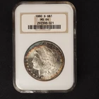 1880 S Toned Morgan Silver Dollar - NGC MS 64 - FREE SHIPPING!