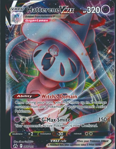 Hatterene VMAX 066/159 Holo Ultra Rare Crown Zenith Pokemon Near Mint
