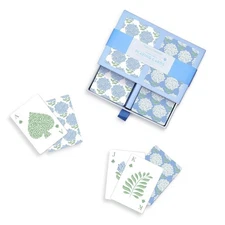 Two's Company Hydrangea Double Deck Textured Playing Cards in Gift Box Includes