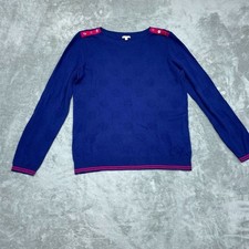 Talbots Textured Blue Sweater W/ Button Accents Medium a0775