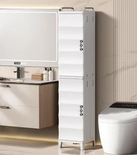 53.54" Tall Narrow Bathroom Storage Cabinet with Doors and Adjustable Shelves...