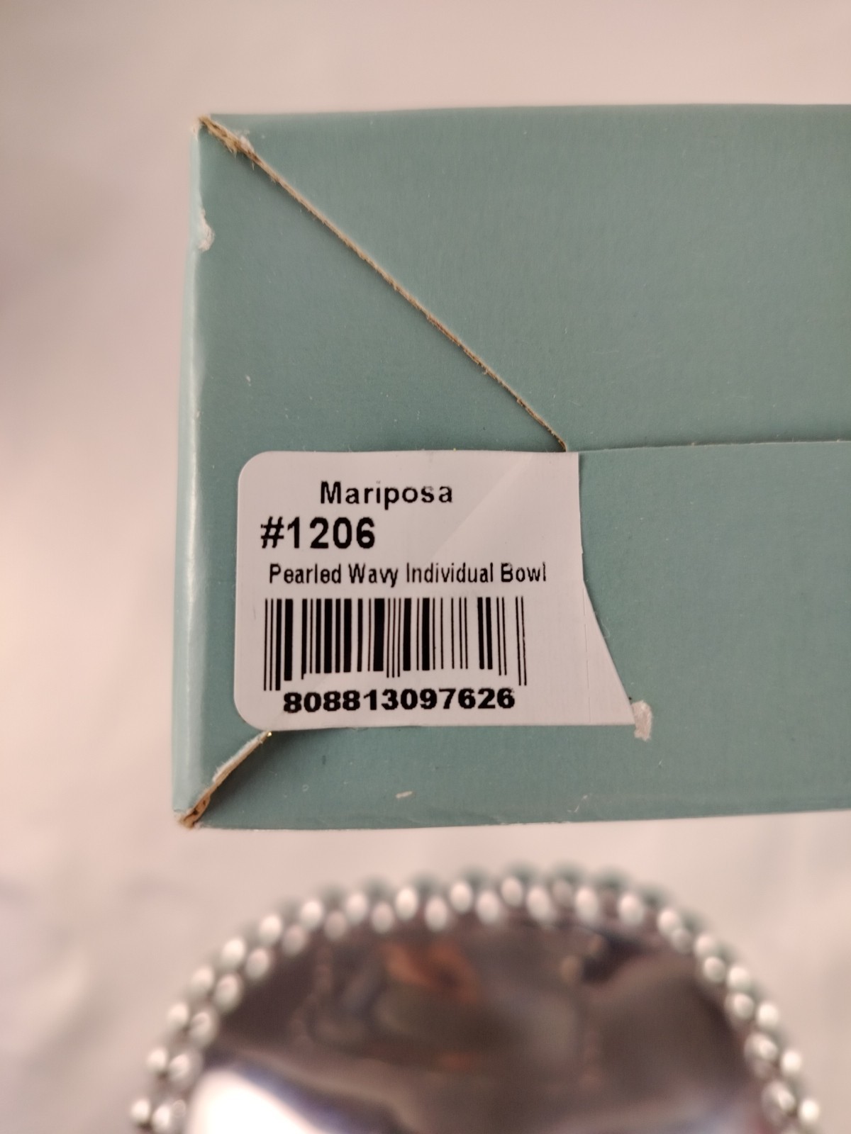 Mariposa Brillante Beaded Pearl Organic Edge Bowl For Nuts And Dips 7”