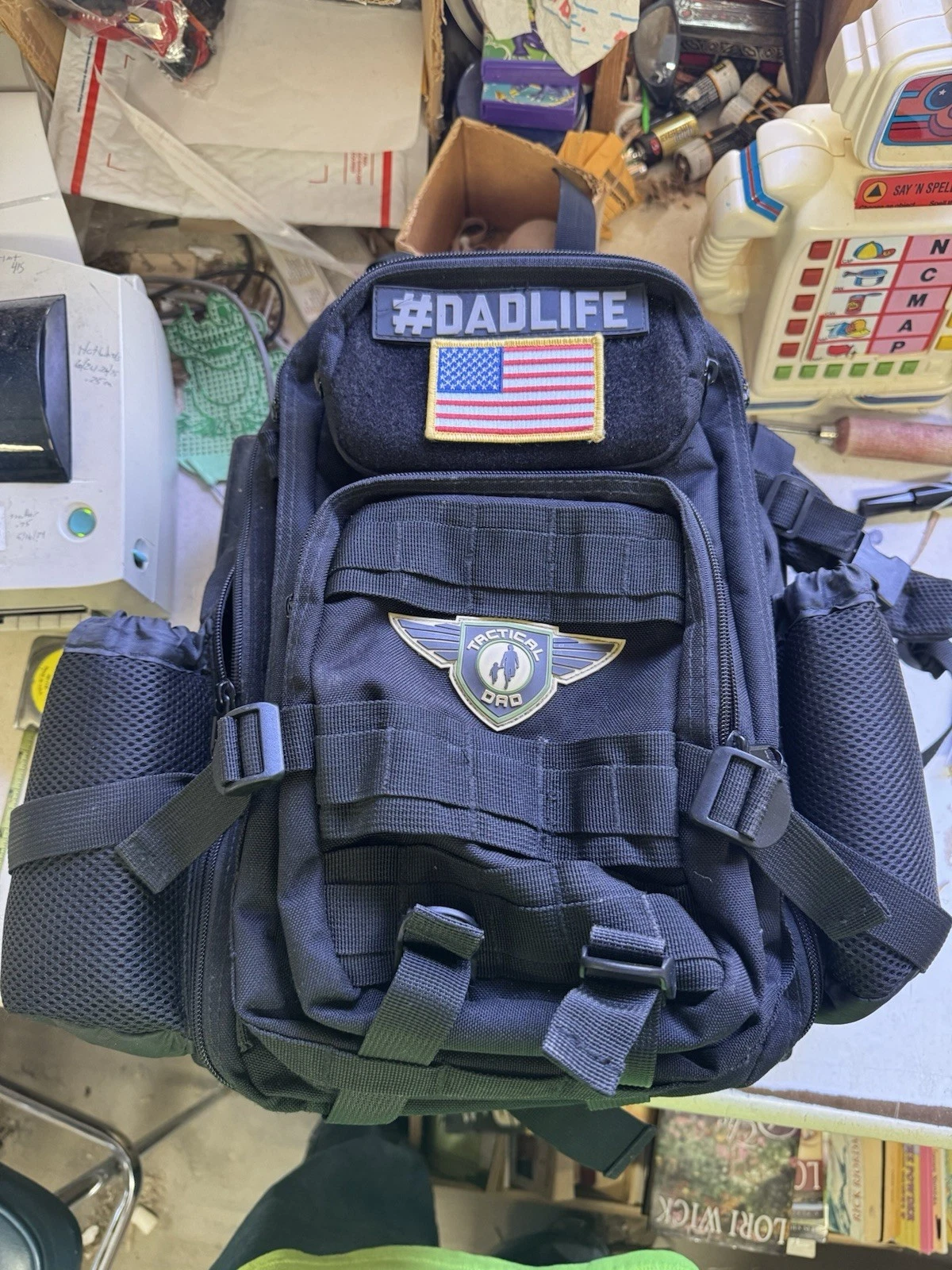 Tactical Dad Backpack #Dadlife Flag Patch Black Diaper Bag Changing Pad Stellar