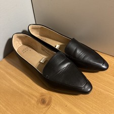 Women  s Size 6 Black Faux Leather Flat Slip On Shoes By A New Day